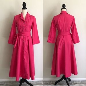 J. PETERMAN 1947 Hot Pink Fit Flare Shirt Dress 6
